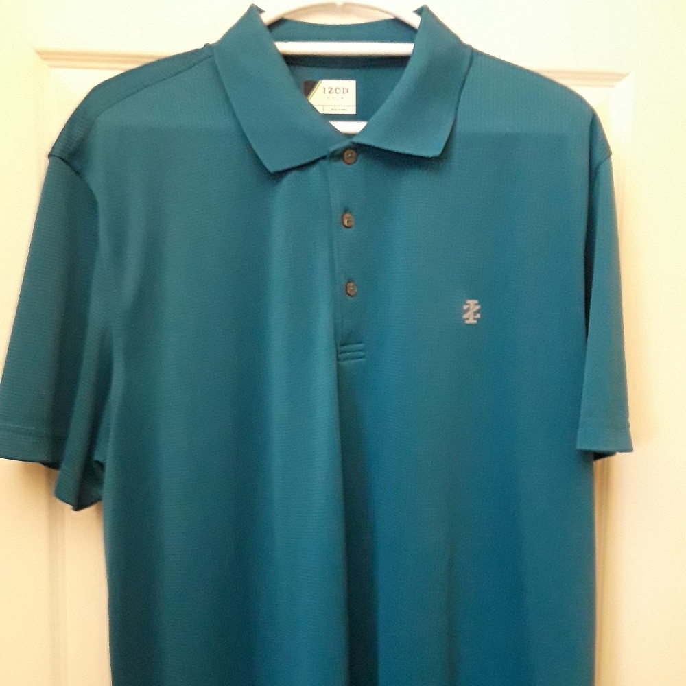 EUC - Men's Izod Grid Golf Polo - XXL - Aqua Blue